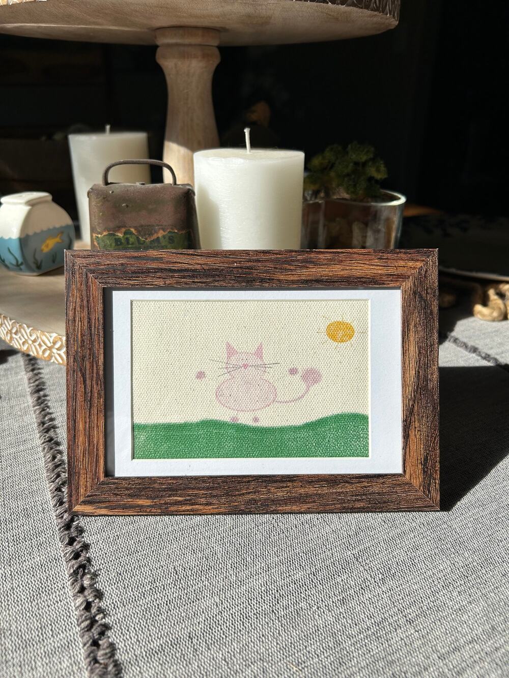 Kitty Cat Mini Picture Frame 6 x 4 Original Wall Art Canvas Marie on the Meadow